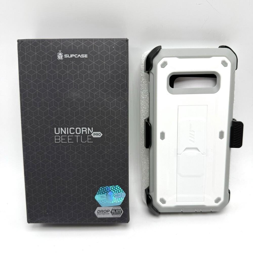 Supcase Unicorn Beetle Pro Series Galaxy S10 Plus Phone Case and Holster White